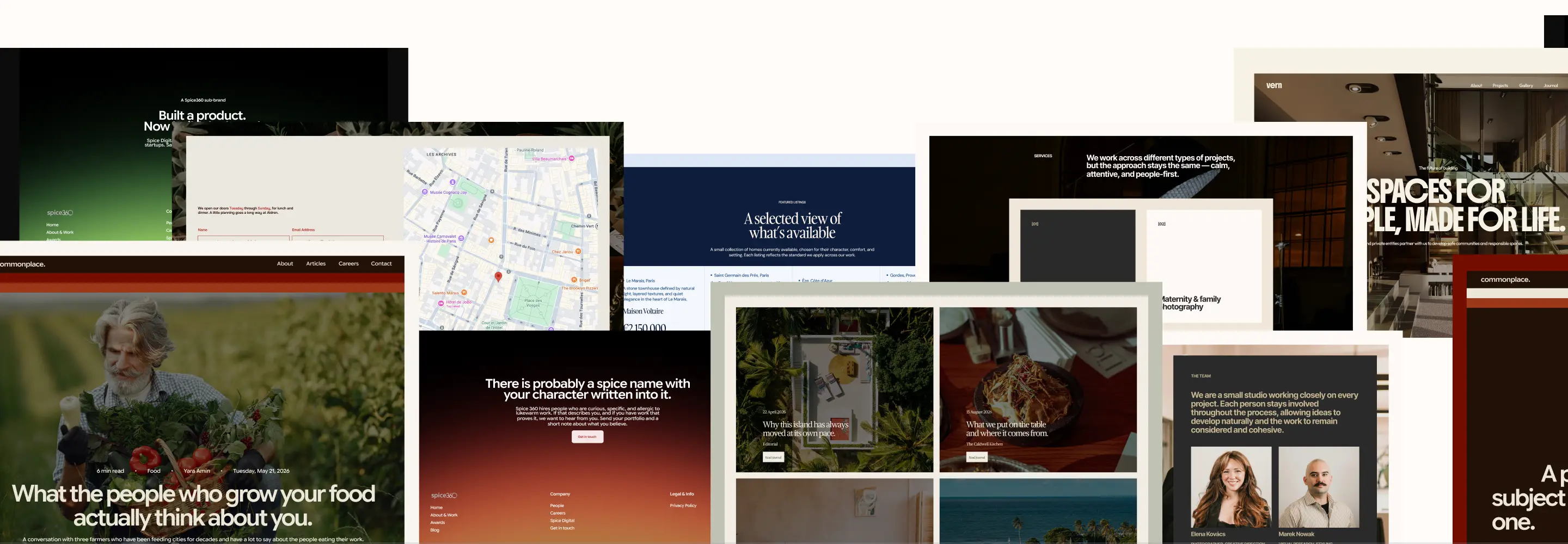 A wall of the websites and product screens I've designed.